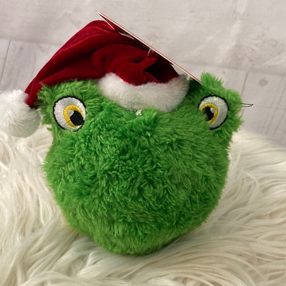 Pet Factory Holiday Squeaky Dog Toy Ball Frog Plush Ball
